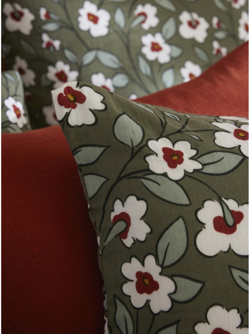 Taie d'oreiller - L'effet papillon - 100% gaze de coton 125 gr/m² Vert chèvrefeuille - Kiabi