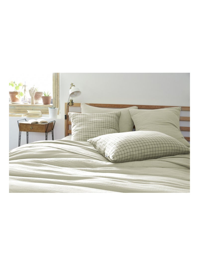 Taie d'oreiller - L'effet papillon - 100% gaze de coton 125 gr/m² Vert d'eau - Kiabi