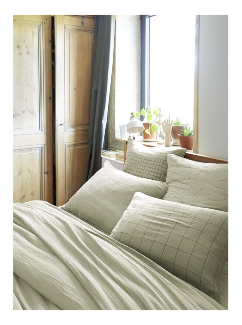 Taie d'oreiller - L'effet papillon - 100% gaze de coton 125 gr/m² Vert d'eau - Kiabi