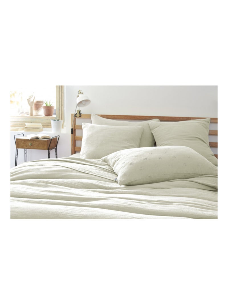 Taie d'oreiller - L'effet papillon - 100% gaze de coton 125 gr/m² Vert d'eau - Kiabi