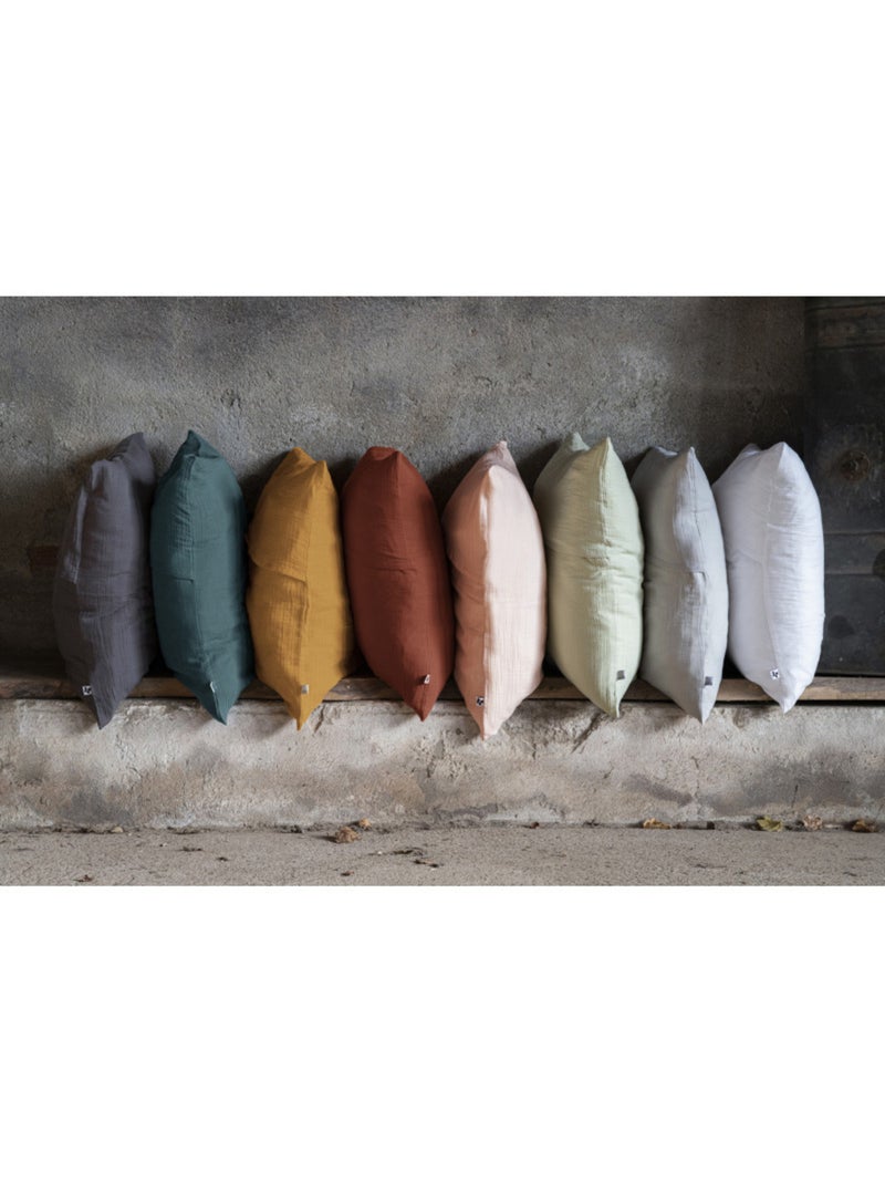 Taie d'oreiller - L'effet papillon - 100% gaze de coton 125 gr/m² Vert d'eau - Kiabi