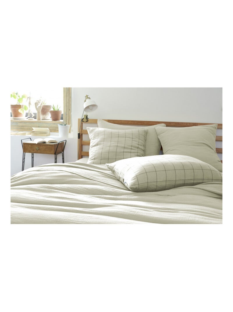 Taie d'oreiller - L'effet papillon - 100% gaze de coton 125 gr/m² Vert d'eau - Kiabi