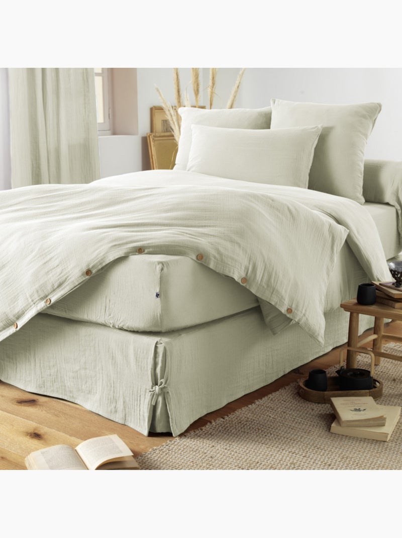 Taie d'oreiller - L'effet papillon - 100% gaze de coton 125 gr/m² Vert d'eau - Kiabi