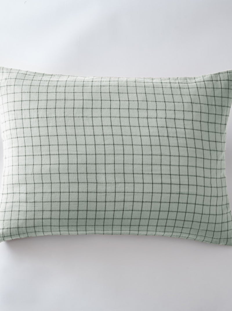 Taie d'oreiller - L'effet papillon - 100% gaze de coton 125 gr/m² Vert tilleul - Kiabi