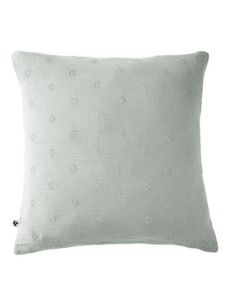 Taie d'oreiller - L'effet papillon - 100% gaze de coton 125 gr/m² Vert tilleul - Kiabi