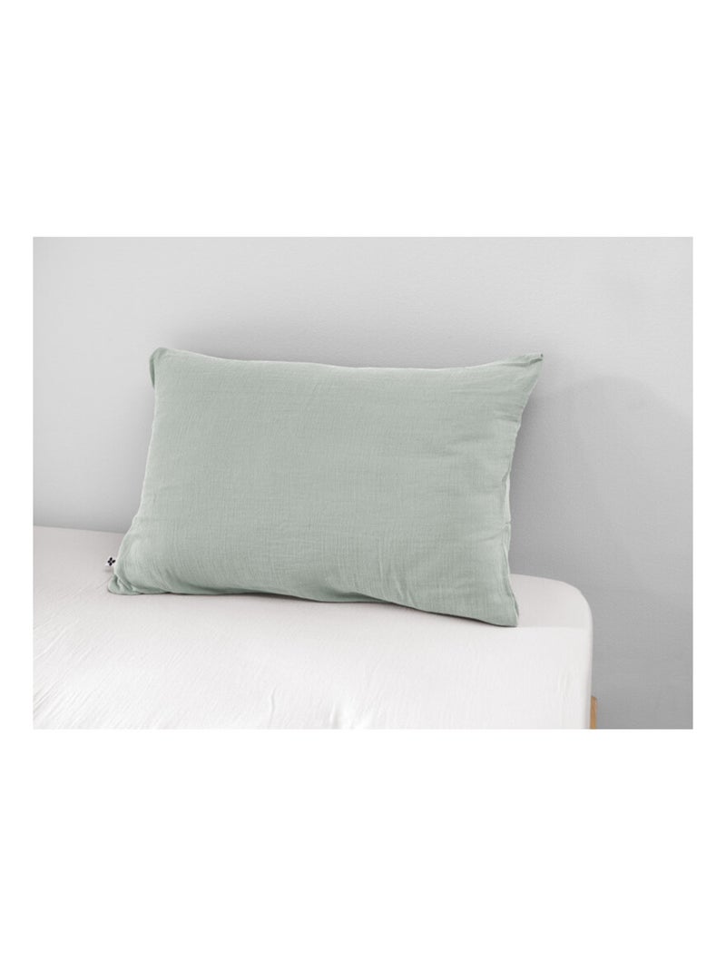 Taie d'oreiller - L'effet papillon - 100% gaze de coton 125 gr/m² Vert tilleul - Kiabi