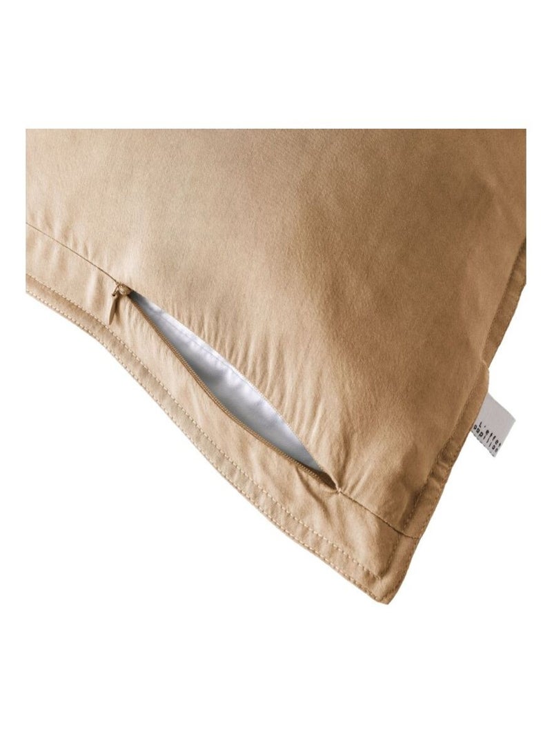 Taie d'oreiller - L'effet papillon - 100% Lyocell (Tencel lavé ) Camel - Kiabi