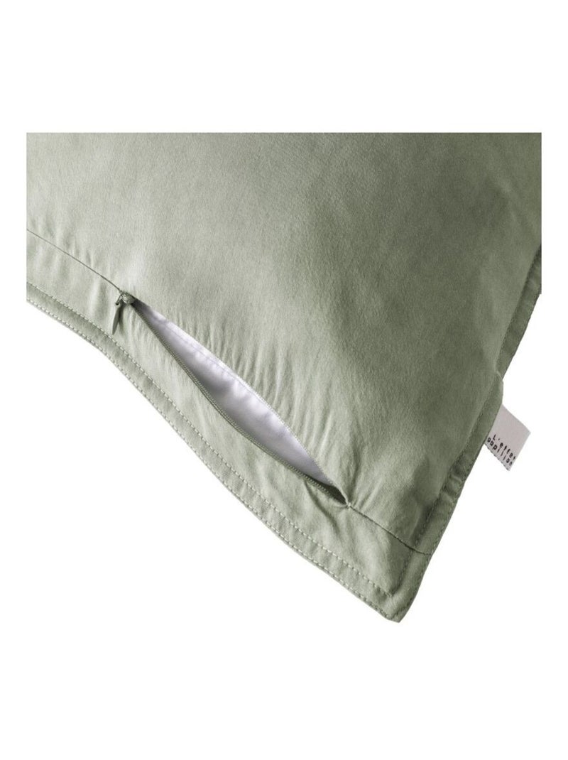 Taie d'oreiller - L'effet papillon - 100% Lyocell (Tencel lavé ) Vert chèvrefeuille - Kiabi
