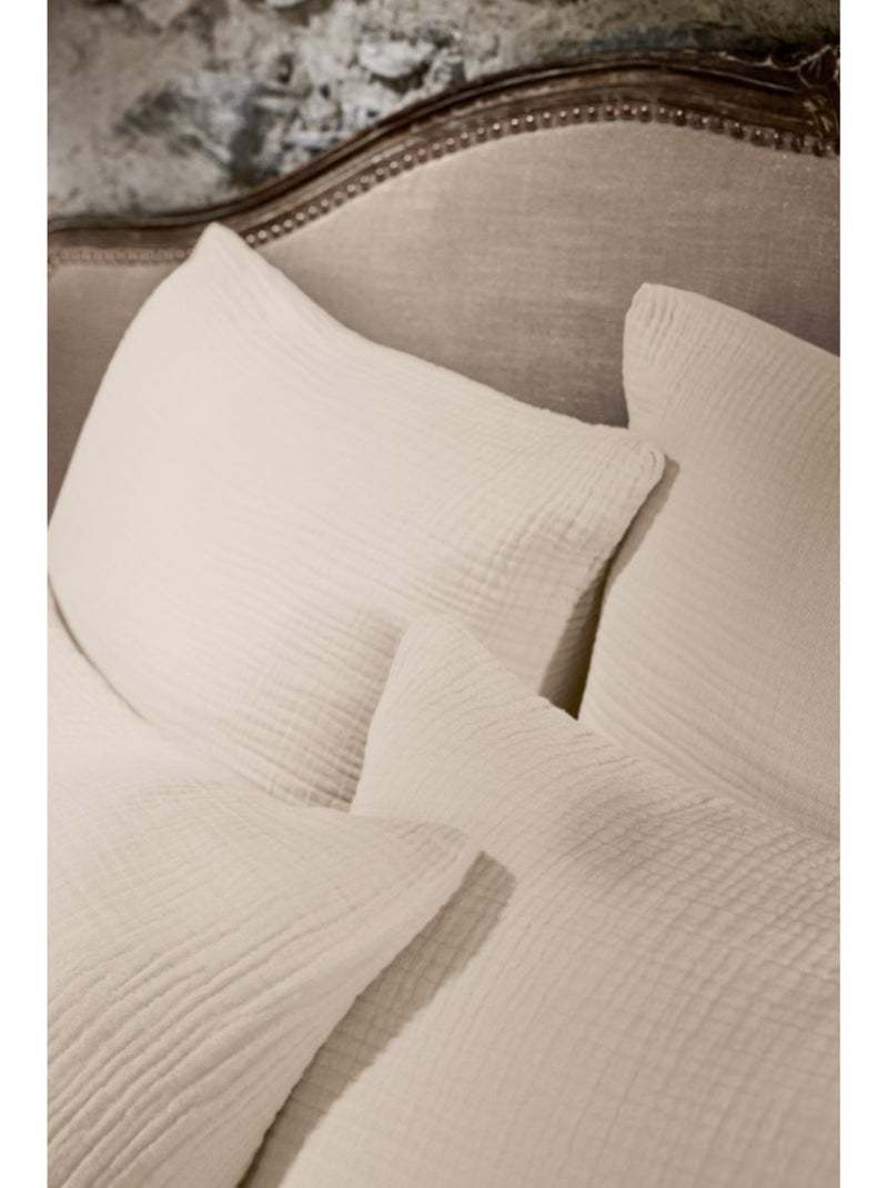 Taie d'oreiller - L'effet papillon - 100% Quadruple gaze de coton 220 gr/m² Beige foncé - Kiabi
