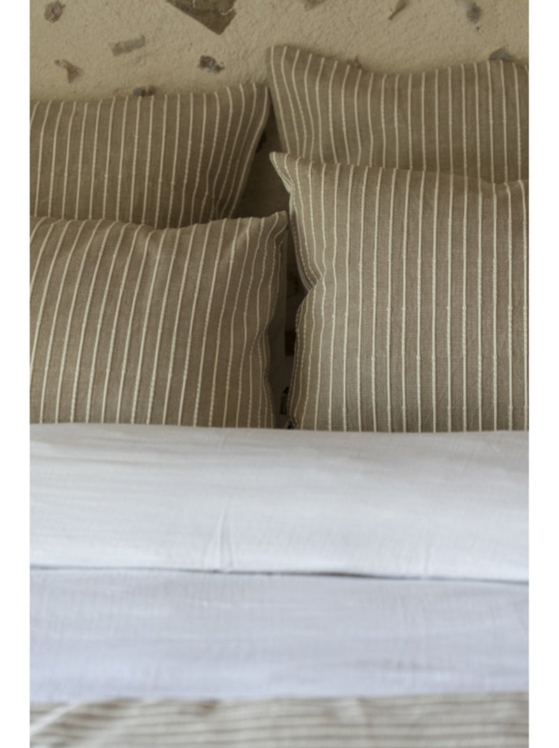 Taie d'oreiller - L'effet papillon - Face avant : 345 gr/m² - Face arrière : Percale 80 fils Gris taupe - Kiabi
