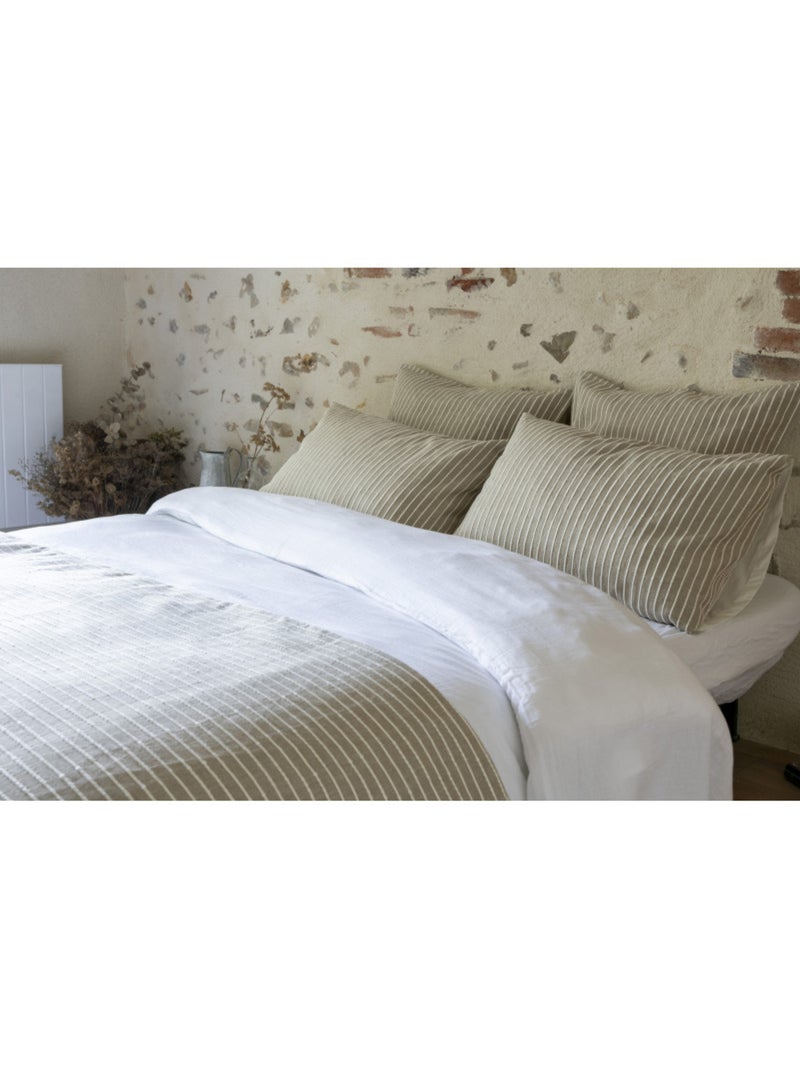 Taie d'oreiller - L'effet papillon - Face avant : 345 gr/m² - Face arrière : Percale 80 fils Gris taupe - Kiabi