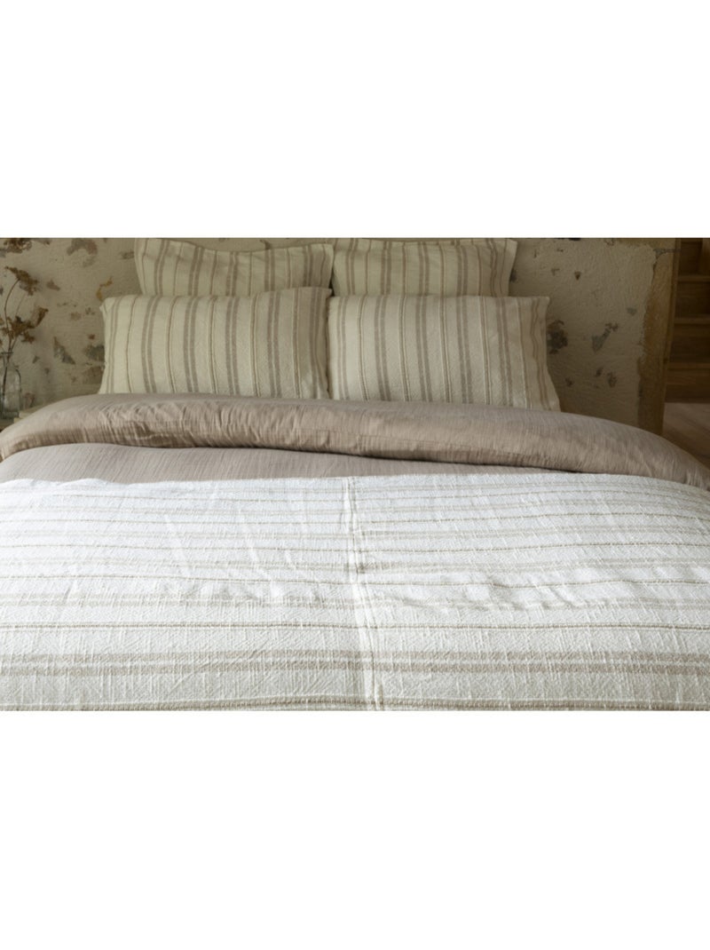 Taie d'oreiller - L'effet papillon - Face avant : 345 gr/m² - Face arrière : Percale 80 fils Gris taupe - Kiabi
