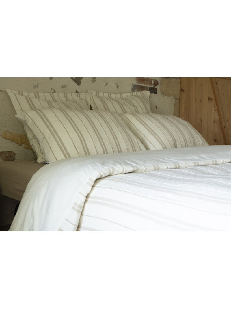 Taie d'oreiller - L'effet papillon - Face avant : 345 gr/m² - Face arrière : Percale 80 fils Gris taupe - Kiabi
