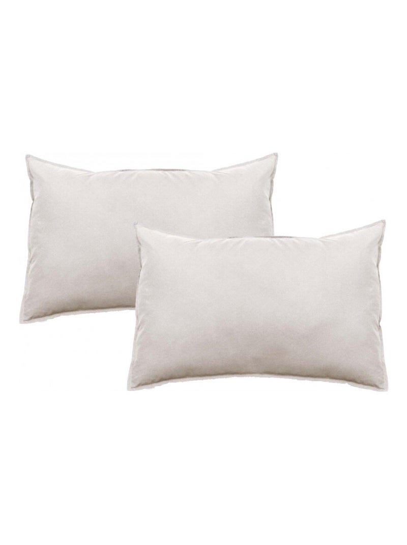 Taie d'oreiller - Vent du Sud - 100 % coton lavé 63 fils/cm² Beige coquille - Kiabi