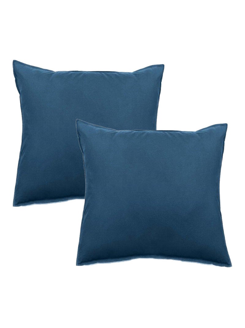 Taie d'oreiller - Vent du Sud - 100 % coton lavé 63 fils/cm² Bleu marine - Kiabi