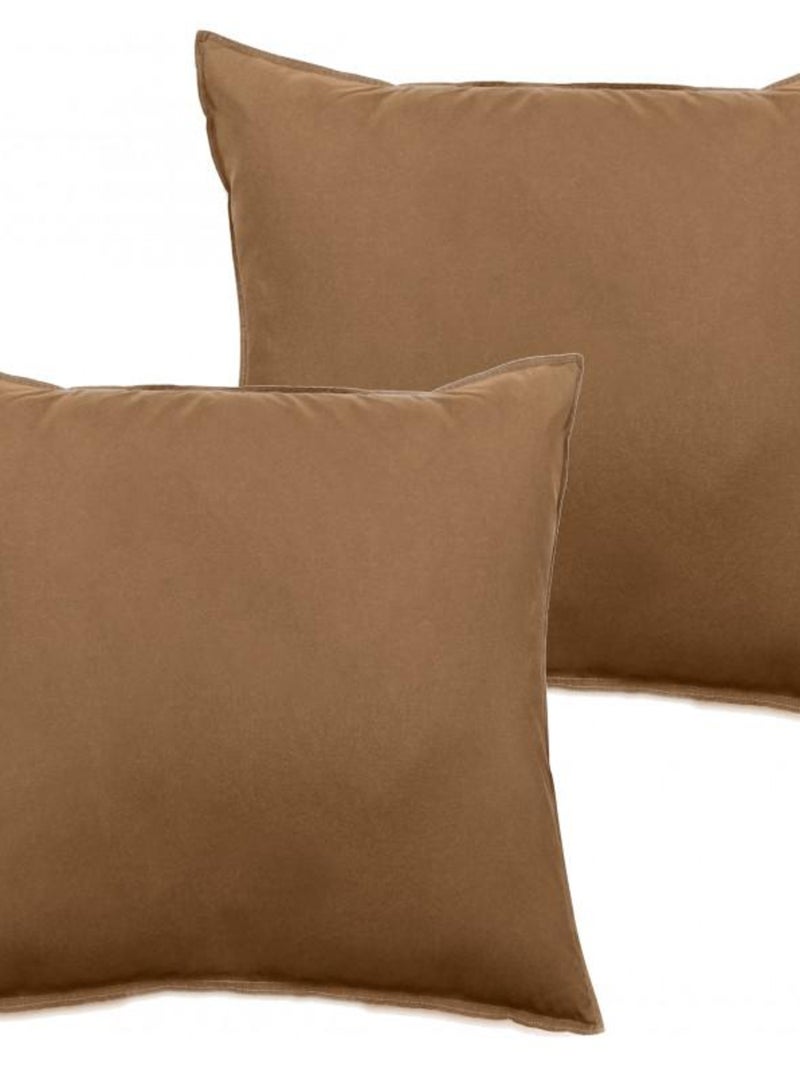 Taie d'oreiller - Vent du Sud - 100 % coton lavé 63 fils/cm² Cognac - Kiabi