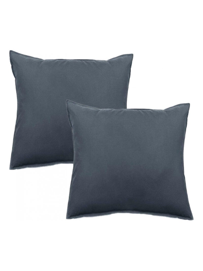 Taie d'oreiller - Vent du Sud - 100 % coton lavé 63 fils/cm² Gris souris - Kiabi