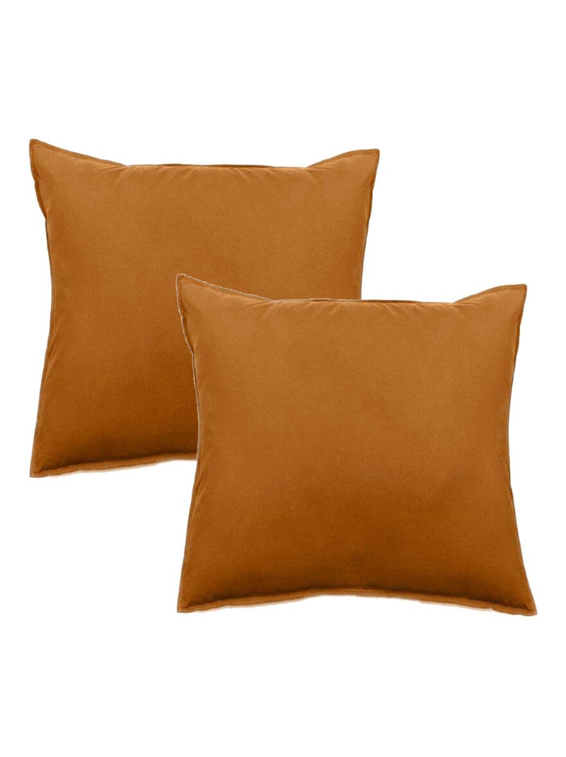 Taie d'oreiller - Vent du Sud - 100 % coton lavé 63 fils/cm² Terracotta - Kiabi