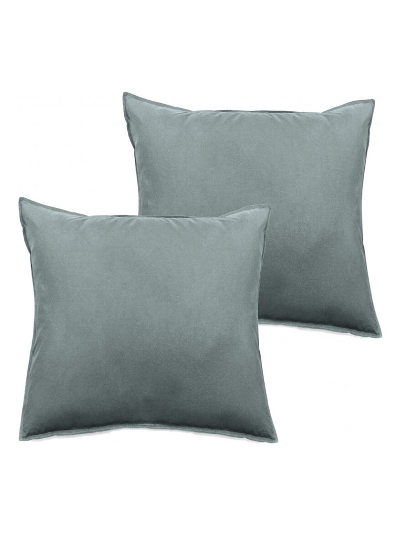 Taie d'oreiller - Vent du Sud - 100 % coton lavé 63 fils/cm² Vert foncé - Kiabi