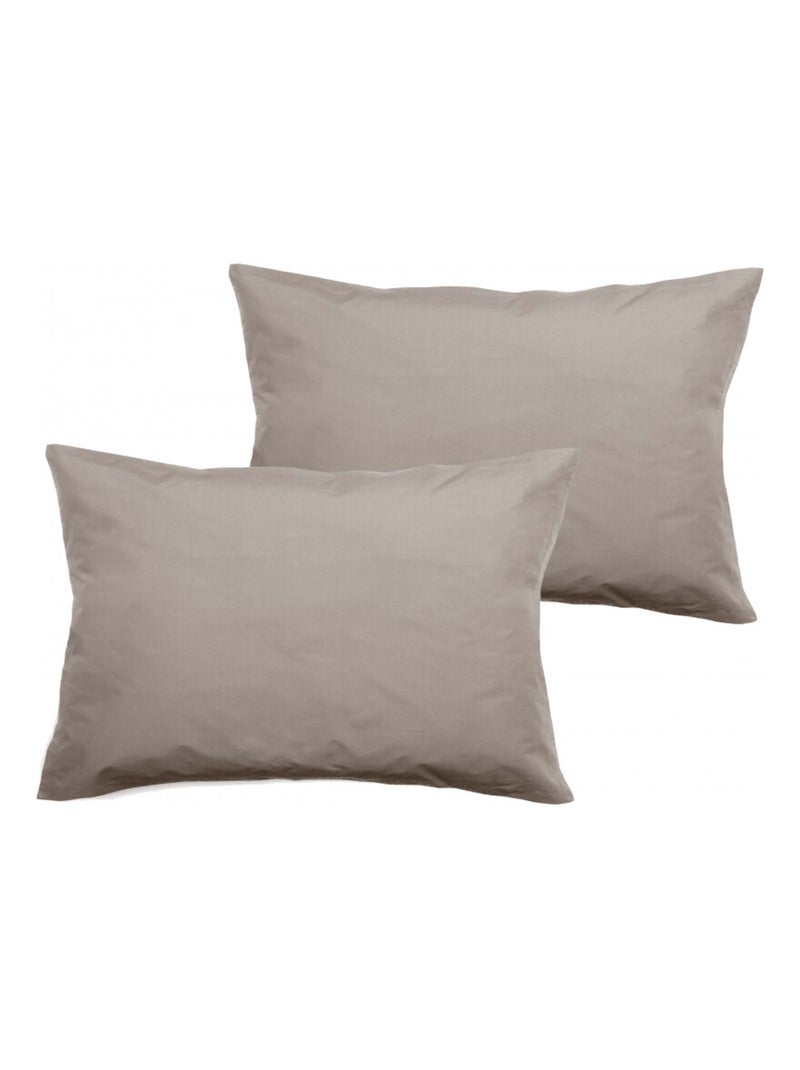 Taie d'oreiller - Vent du Sud - 100% Percale de coton peigné Beige chiné - Kiabi