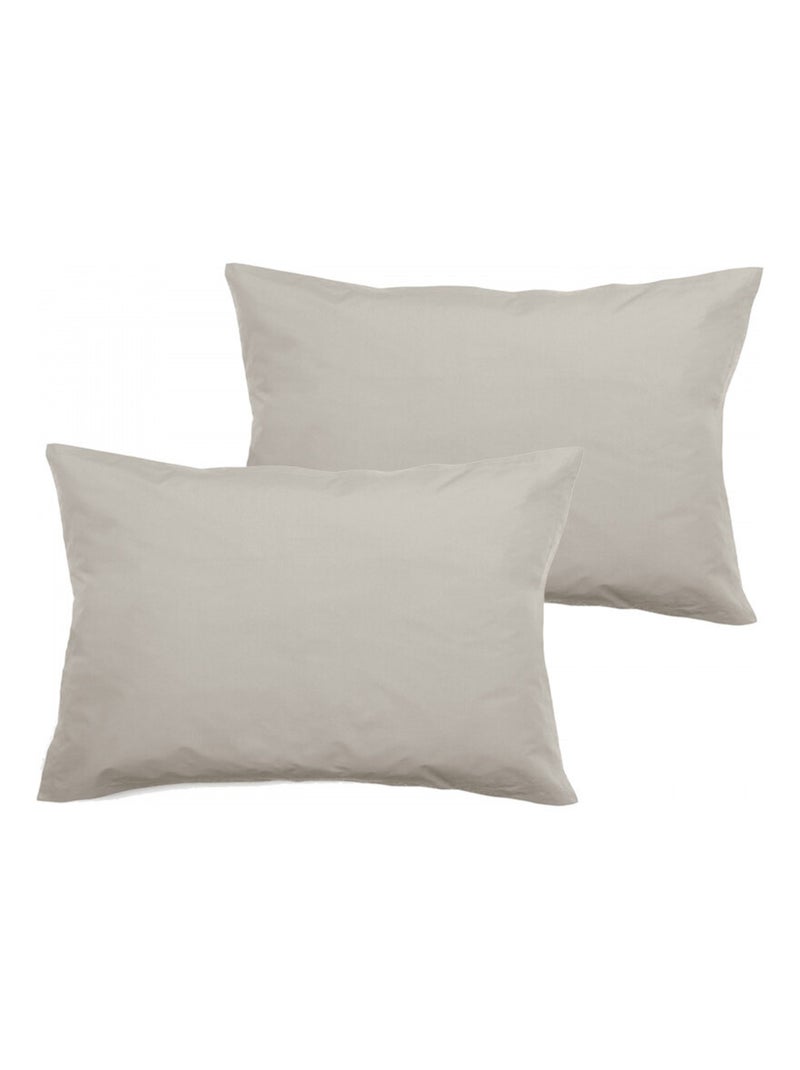 Taie d'oreiller - Vent du Sud - 100% Percale de coton peigné Beige coquille - Kiabi