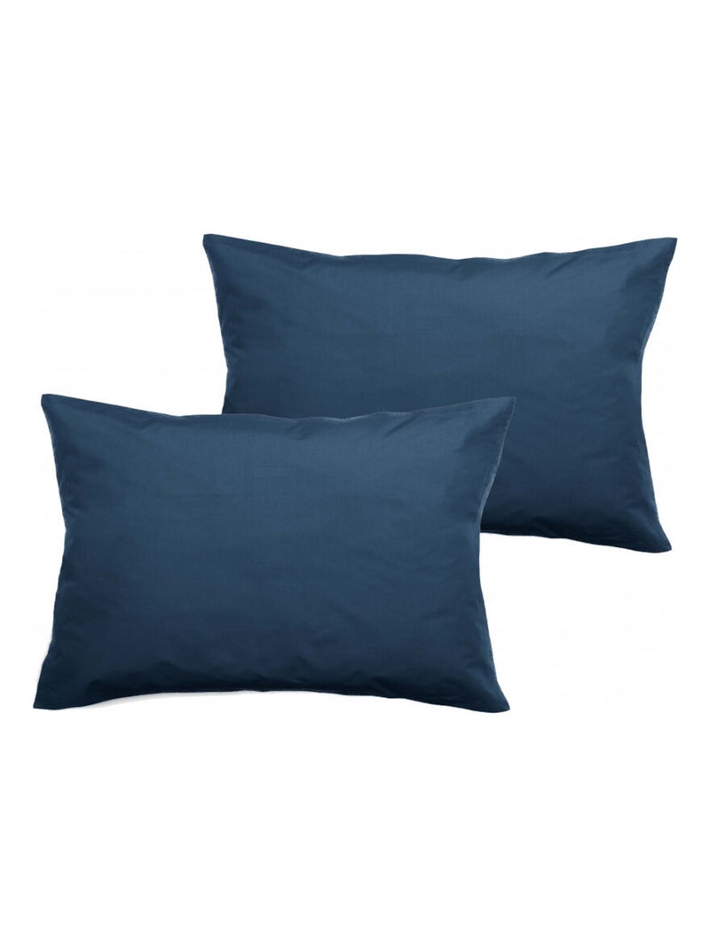 Taie d'oreiller - Vent du Sud - 100% Percale de coton peigné Bleu marine - Kiabi