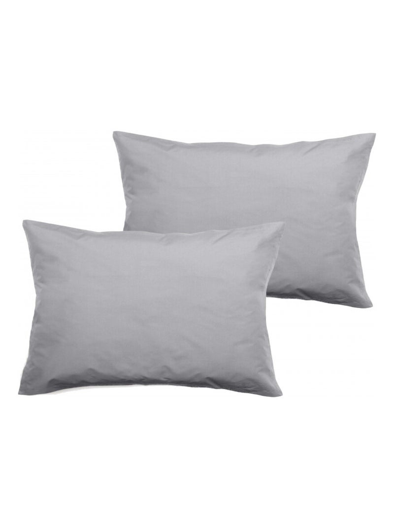 Taie d'oreiller - Vent du Sud - 100% Percale de coton peigné Gris perle - Kiabi