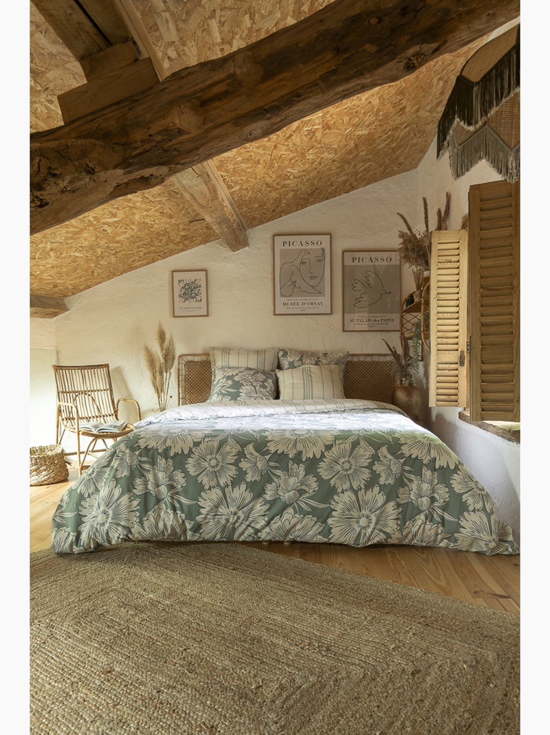 Taie d’oreiller 100% coton 57 fils imprimé tamara Vert - Kiabi