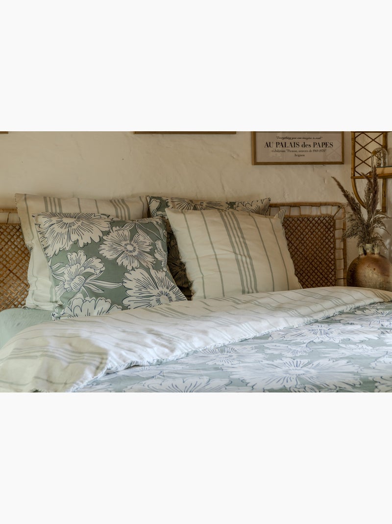 Taie d’oreiller 100% coton 57 fils imprimé tamara Vert - Kiabi