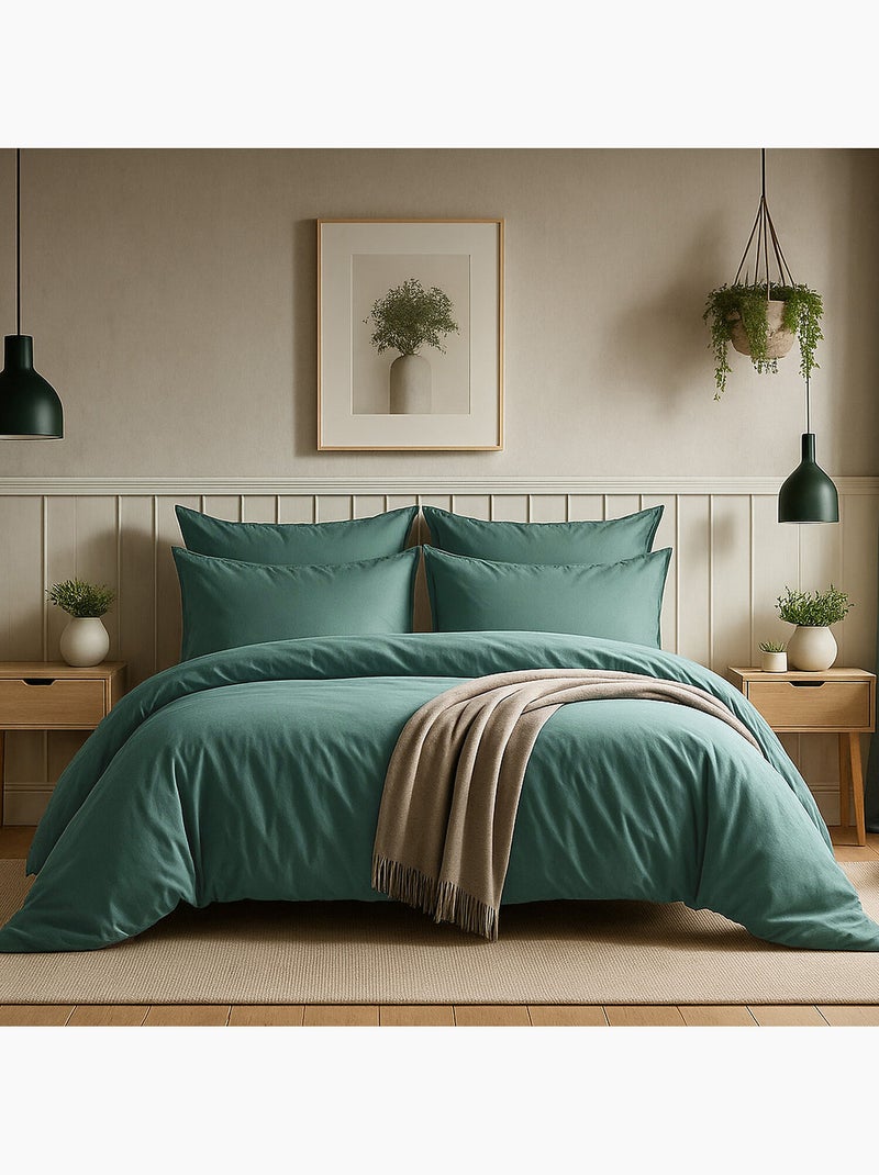 Taie d'oreiller 100 % coton essentiel Bleu canard - Kiabi