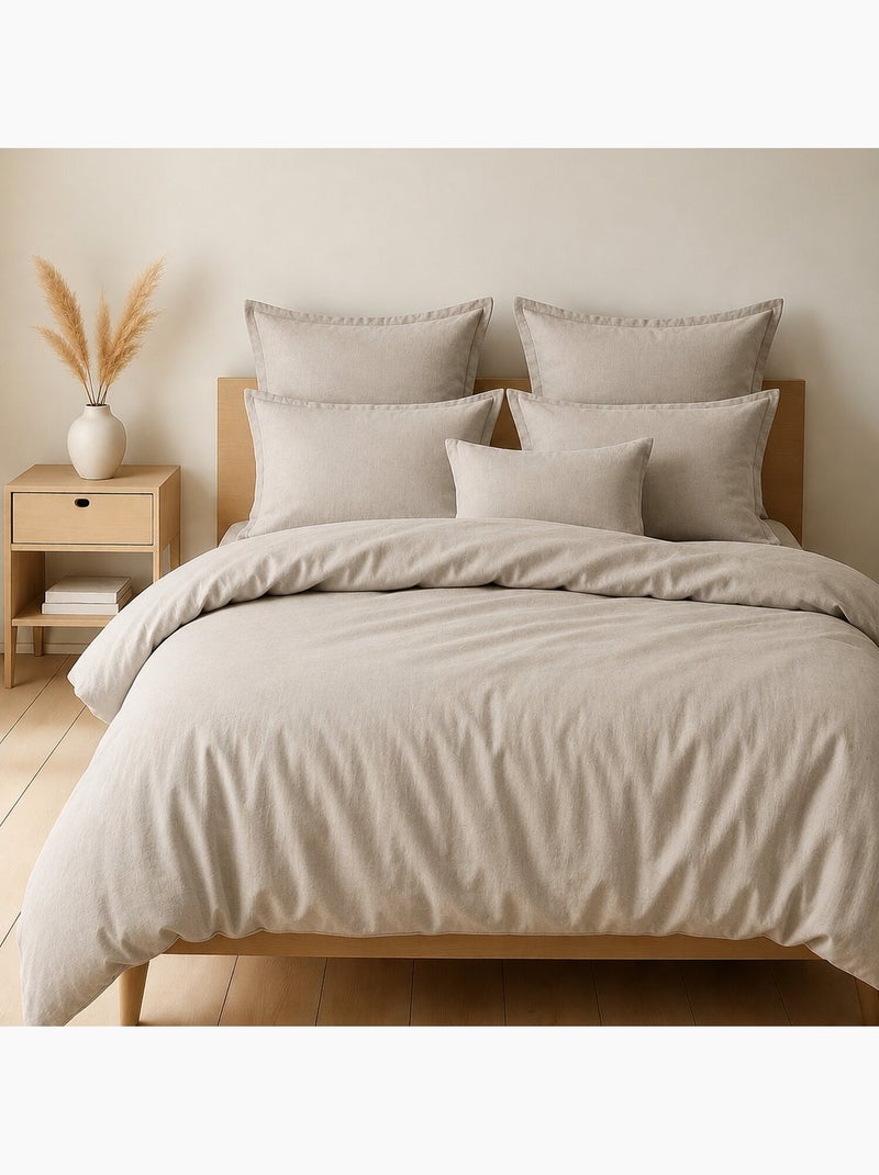 Taie d'oreiller 100 % coton essentiel Grège - Kiabi