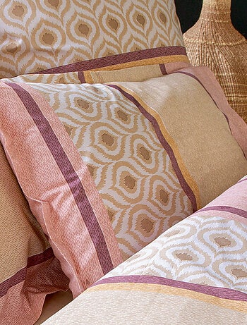 Taie d'oreiller 100% coton INOUK rose/beige