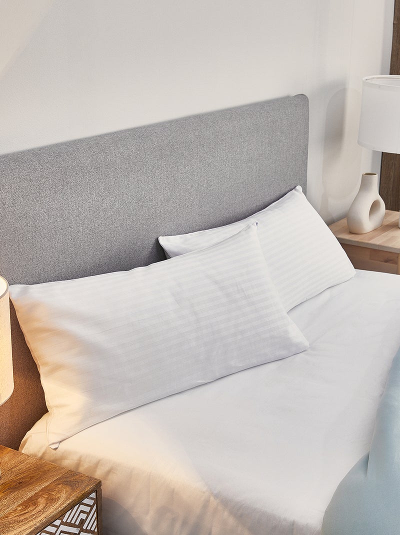 Taie d'oreiller 100% coton rayé, extra douce Blanc - Kiabi