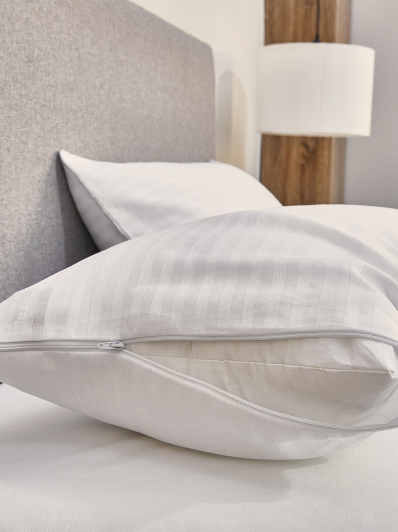 Taie d'oreiller 100% coton rayé, extra douce Blanc - Kiabi