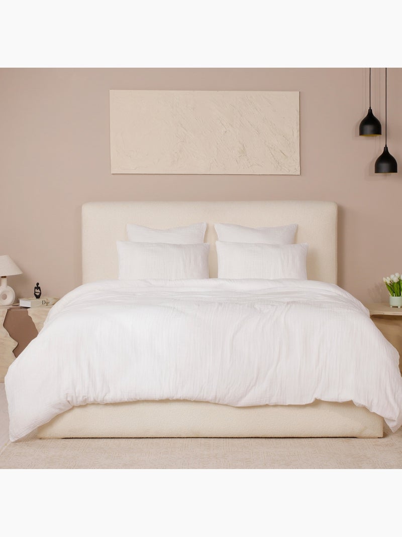Taie D'oreiller 100% Double Gaze De Coton Lavé Blanc Pur Blanc - Kiabi