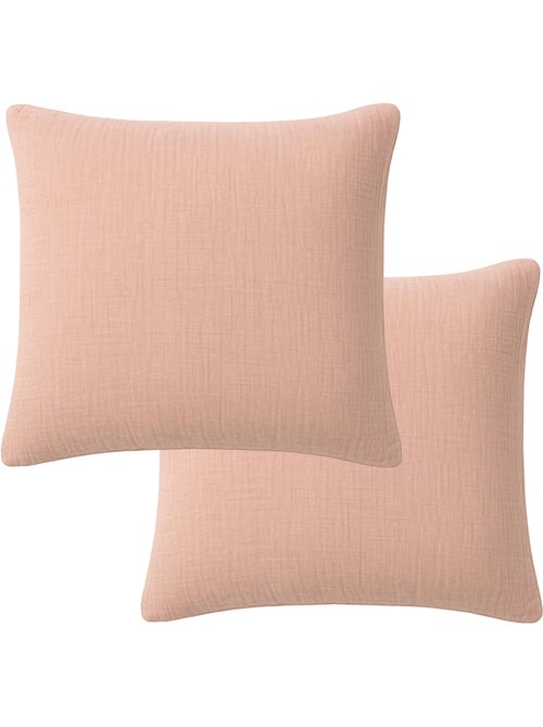Taie D'oreiller 100% Double Gaze De Coton Lavé Rose Lotus - Kiabi Taie D'oreiller 100% Double Gaze De Coton Lavé Rose Lotus - Kiabi