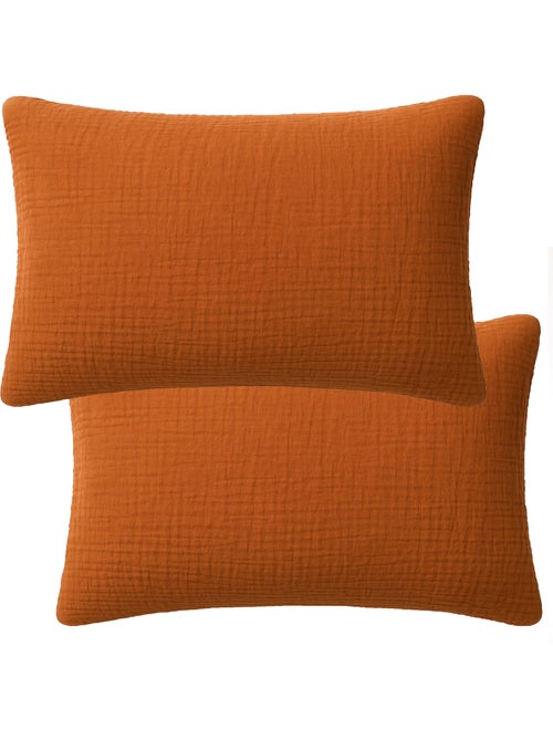 Taie D'oreiller 100% Double Gaze De Coton Lavé Safran Mineral - Kiabi Taie D'oreiller 100% Double Gaze De Coton Lavé Safran Mineral - Kiabi