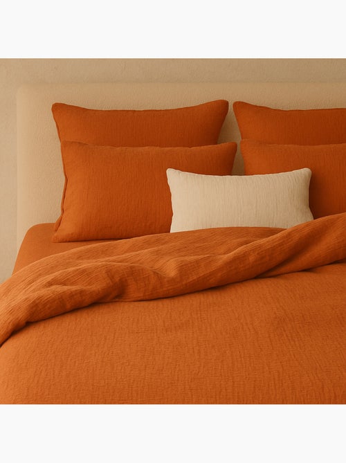 Taie D'oreiller 100% Double Gaze De Coton Lavé Safran Mineral - Kiabi Taie D'oreiller 100% Double Gaze De Coton Lavé Safran Mineral - Kiabi