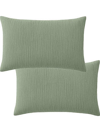 Taie D'oreiller 100% Double Gaze De Coton Lavé Bleu Pétrole