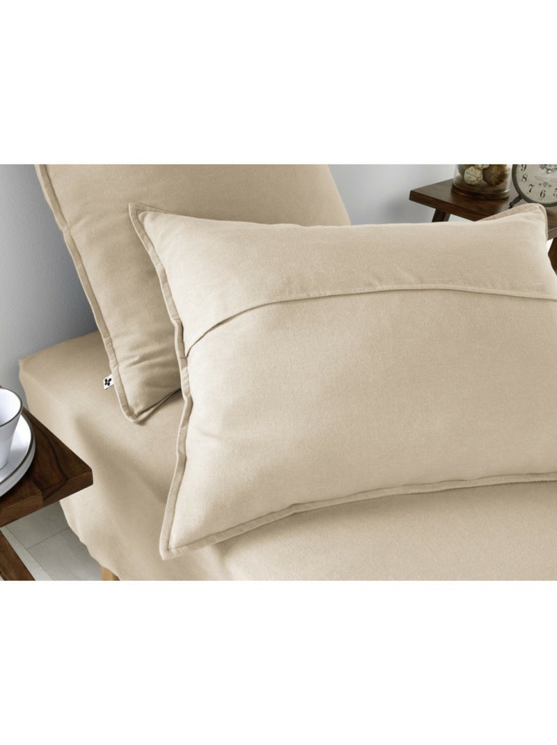 Taie d’oreiller – 100% Flanelle de coton - Douce et chaude – Candice Beige - Kiabi