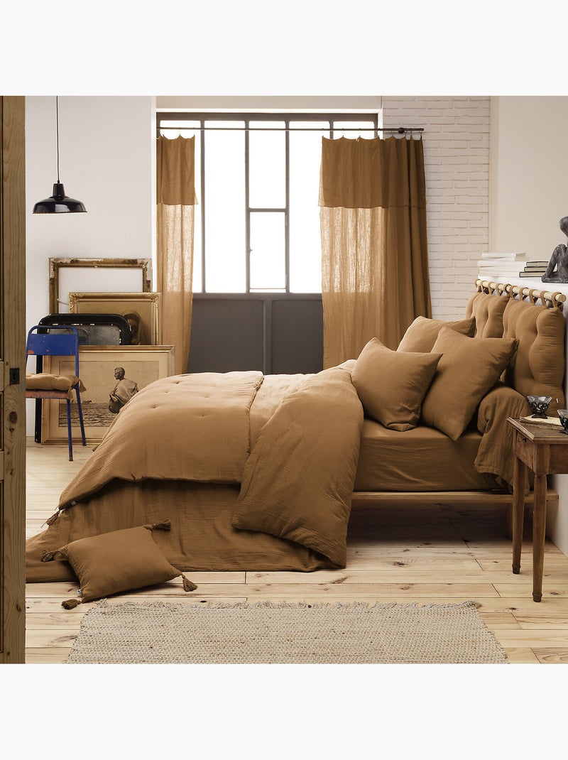 Taie d'oreiller 100 % gaze de coton ozen Camel - Kiabi
