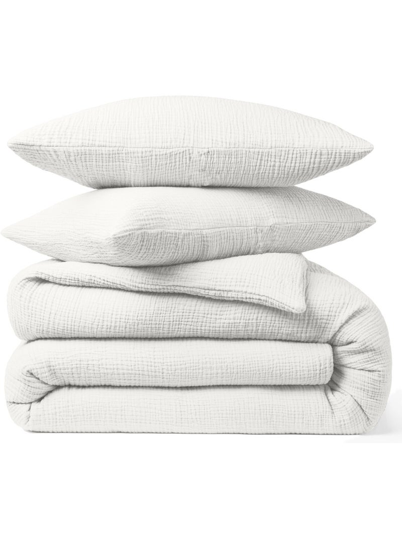 Taie d'oreiller 100 % gaze de coton pur Blanc - Kiabi