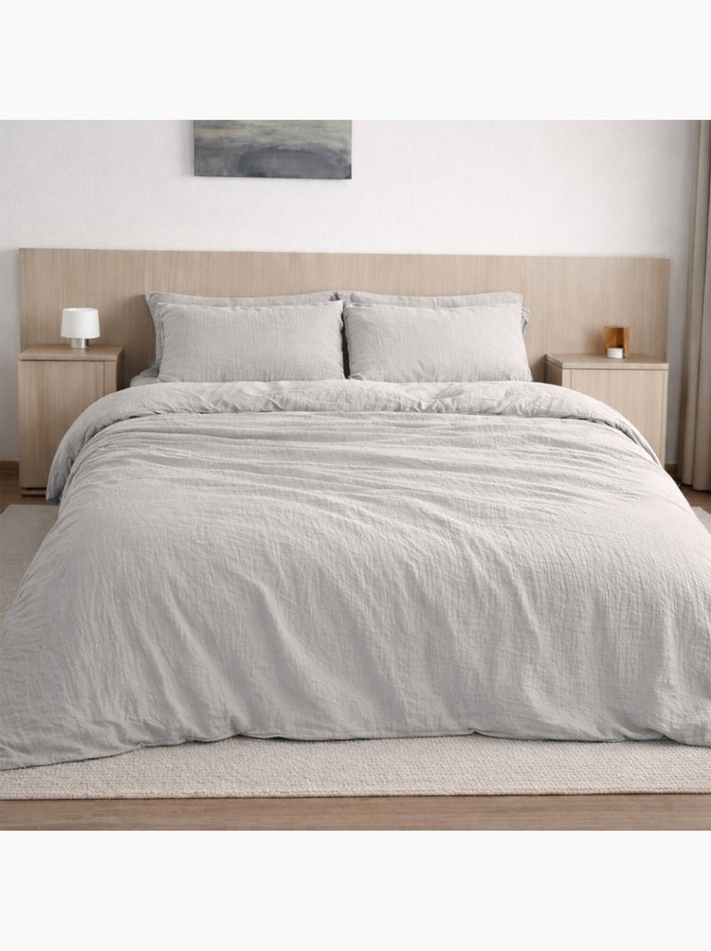 Taie d'oreiller 100 % gaze de coton pur Gris glacier - Kiabi