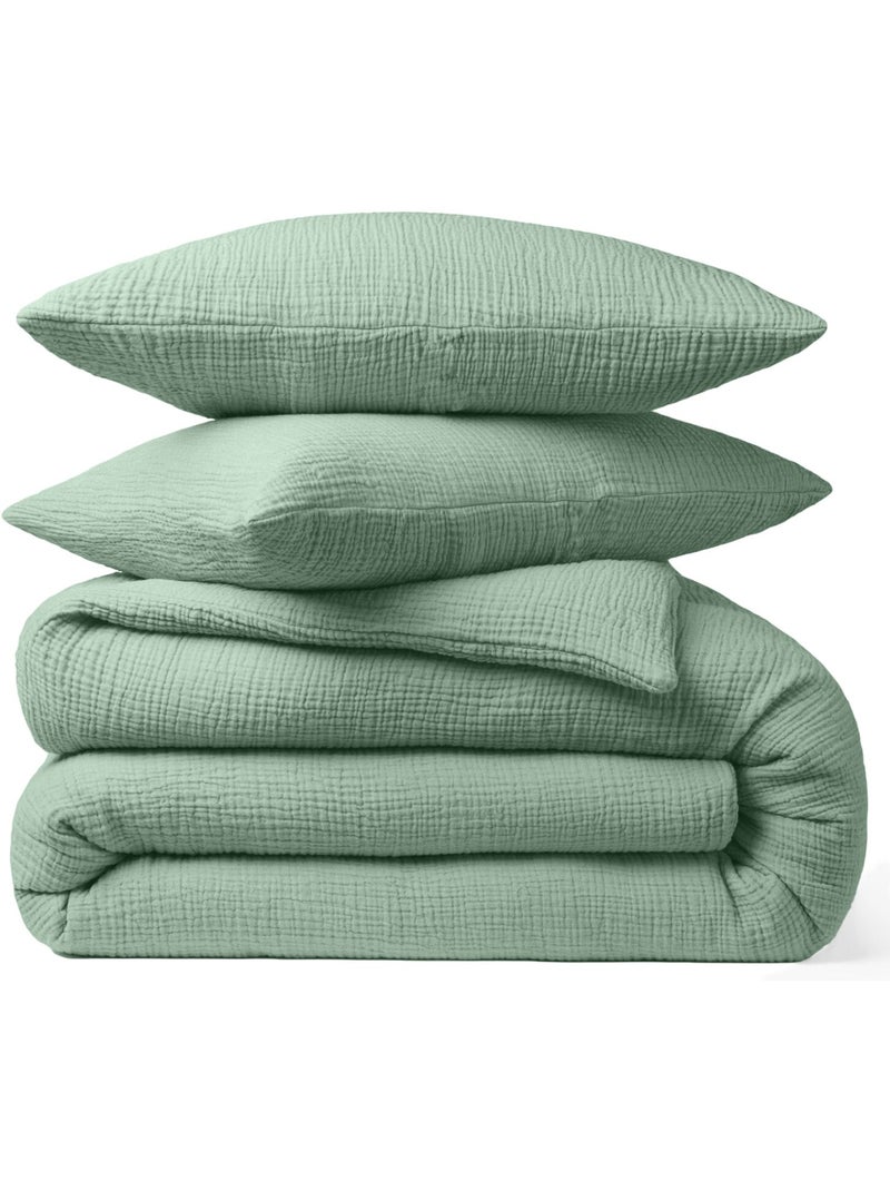 Taie d'oreiller 100 % gaze de coton pur Vert d'eau - Kiabi