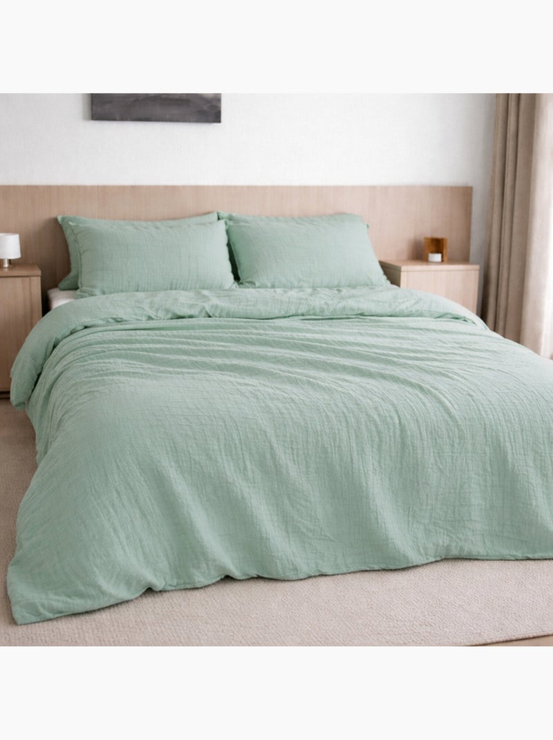 Taie d'oreiller 100 % gaze de coton pur Vert d'eau - Kiabi