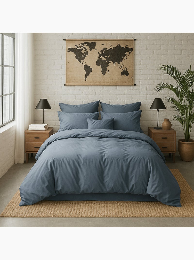 Taie d'oreiller 100 % percale de coton elegance Bleu anthracite - Kiabi