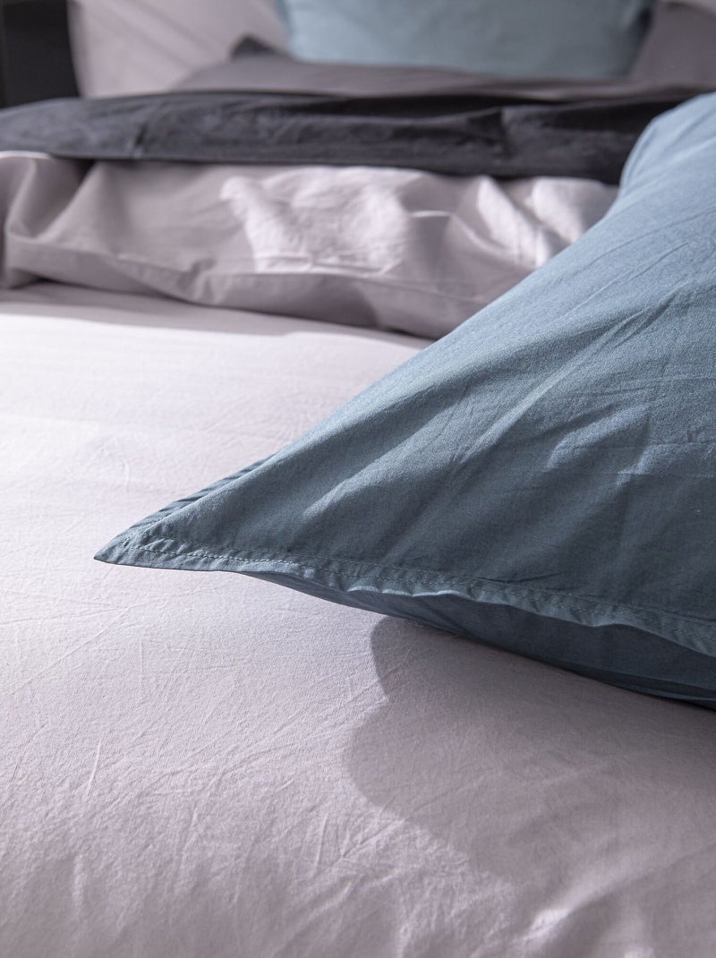 Taie d'oreiller 100 % percale de coton elegance Bleu - Kiabi