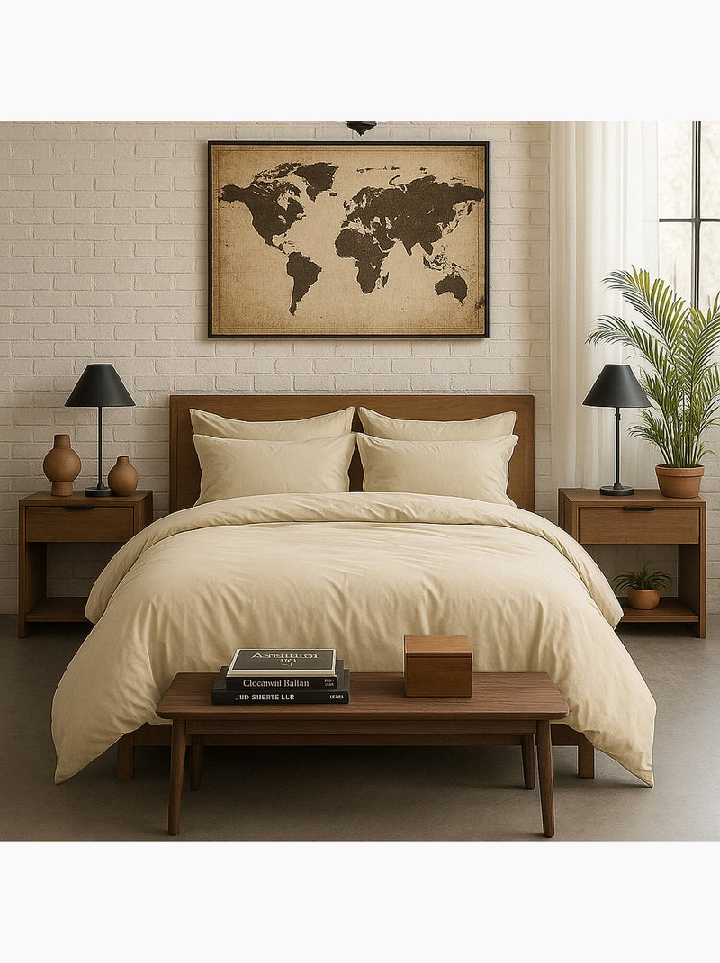 Taie d'oreiller 100 % percale de coton elegance Ecru - Kiabi
