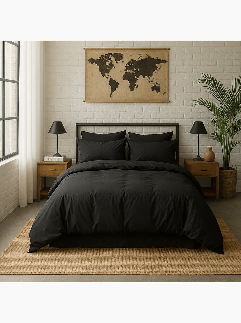 Taie d'oreiller 100 % percale de coton elegance Noir - Kiabi