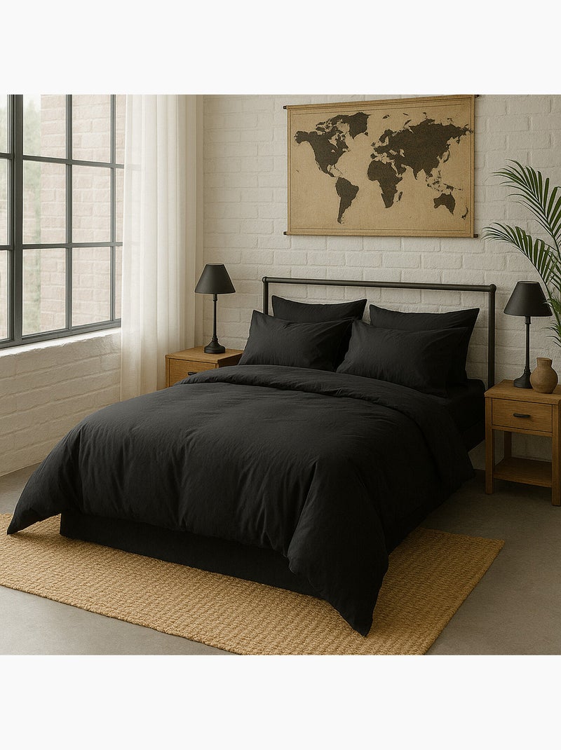 Taie d'oreiller 100 % percale de coton elegance Noir - Kiabi
